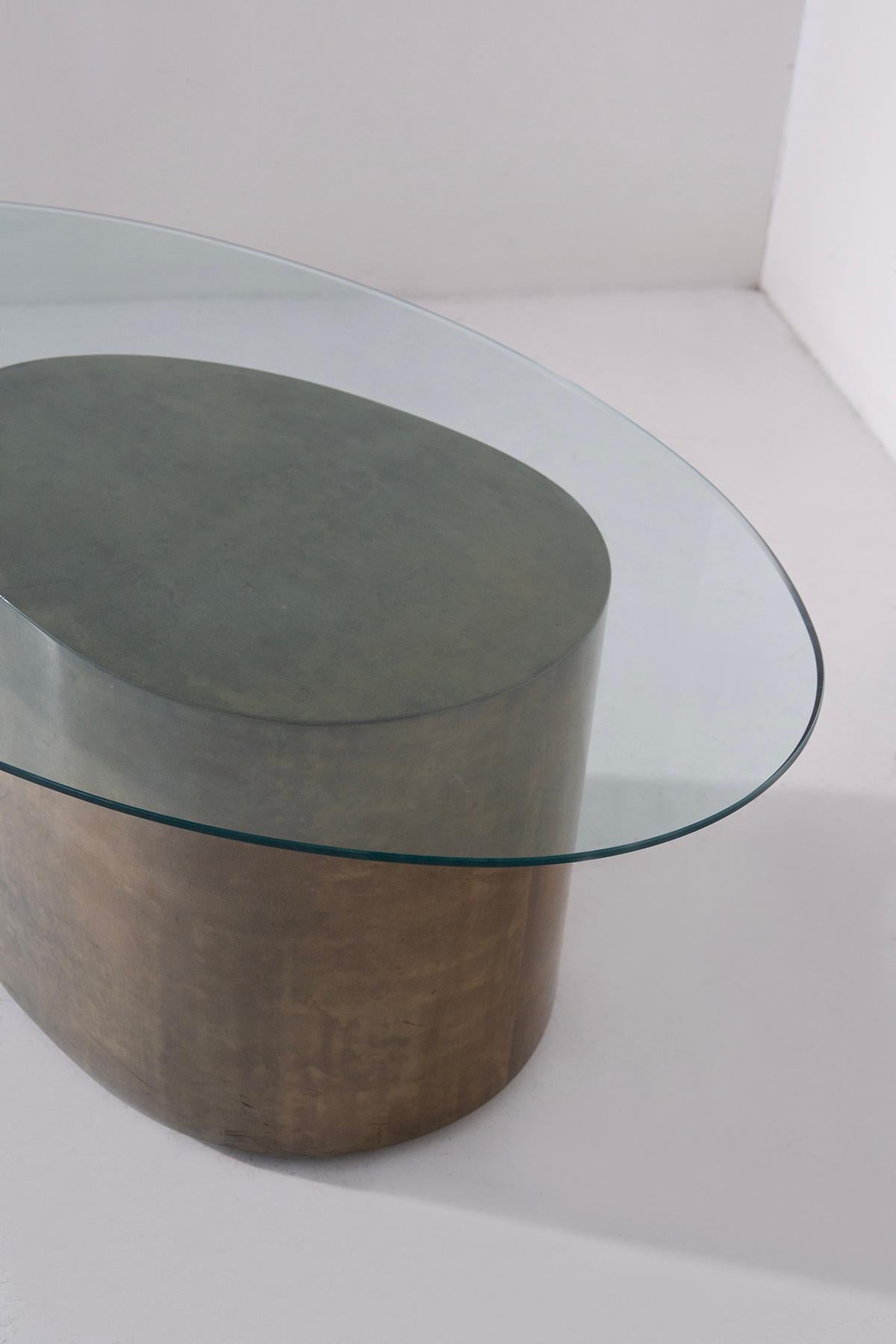 Post-Modern Parchment coffee table pedestal by Aldo Tura For Sale