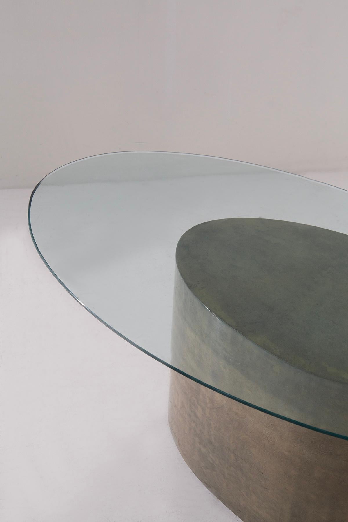 Late 20th Century Parchment coffee table pedestal by Aldo Tura For Sale