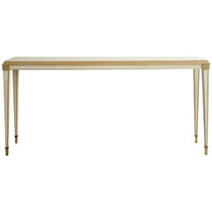 Parchment Console by Billy Cotton in Bleached Oak, Parchment and Brass