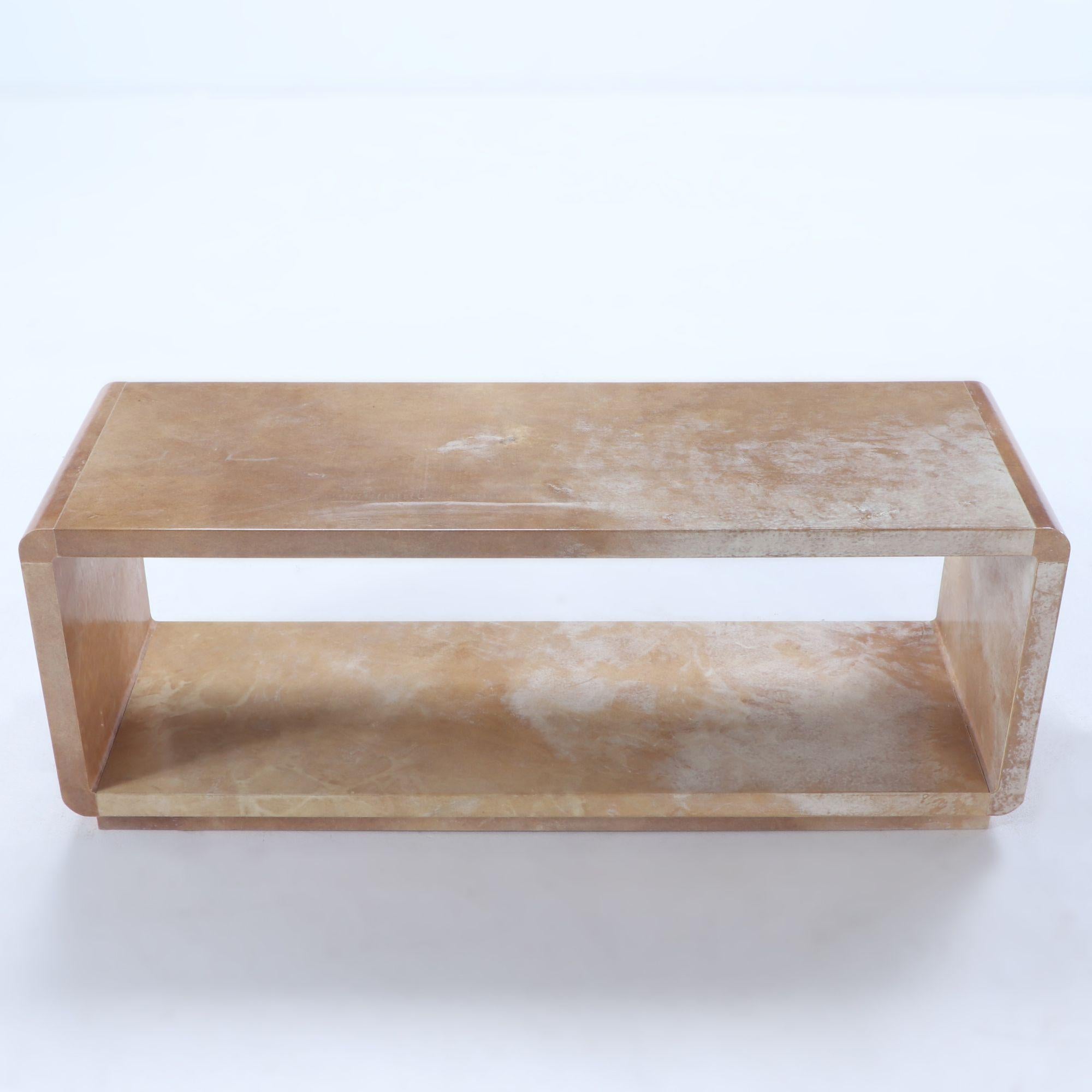 South American Parchment covered bench or coffee table with rounded corners 