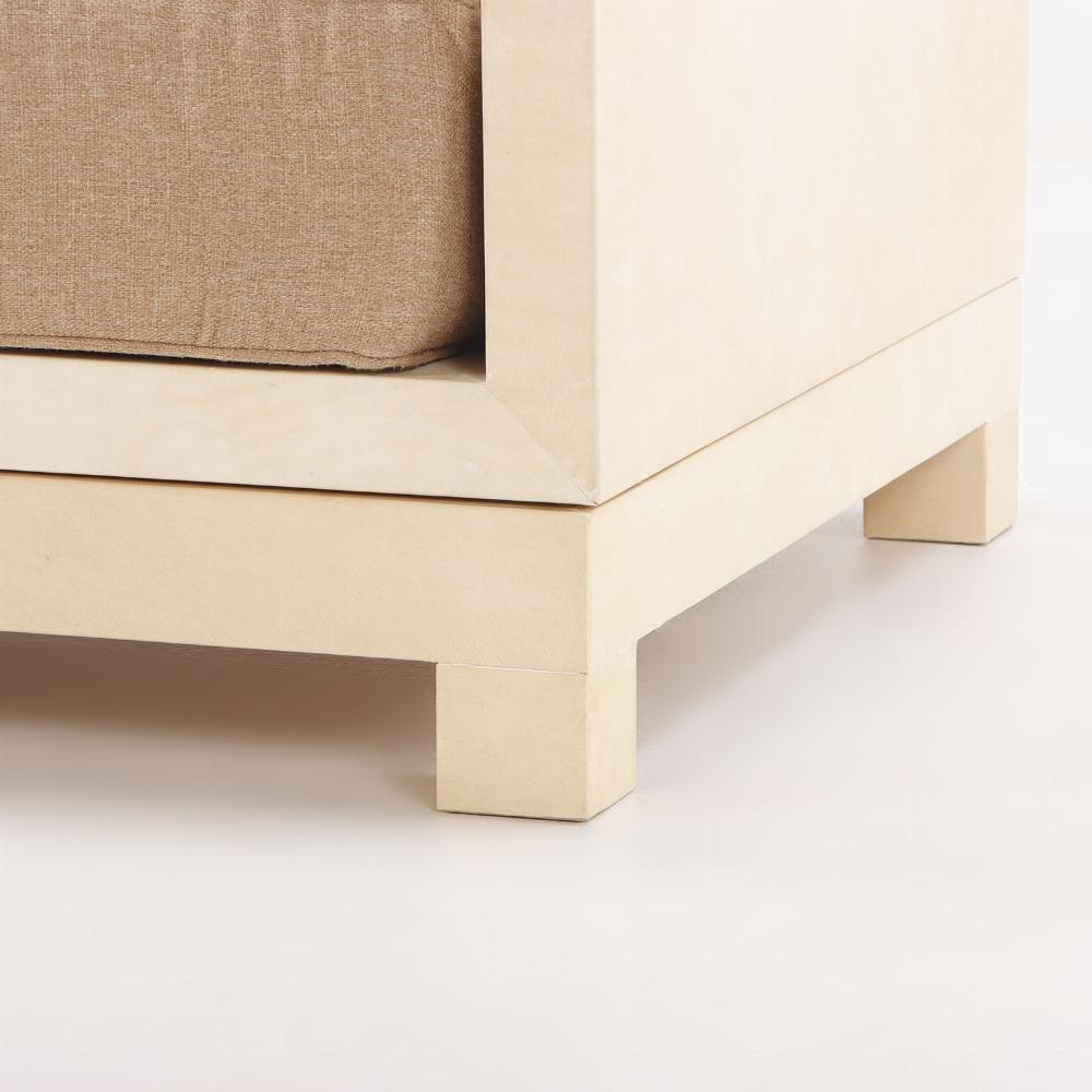 Fabric Parchment covered daybed in the manner of Jean-Michel Frank.