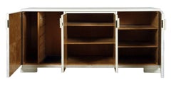 Parchment-Covered Four-Door Sideboard in the Manner of Samuel Marx. U.S.A. 1940s