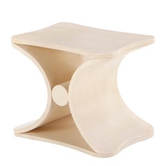 Parchment covered stool or end table.