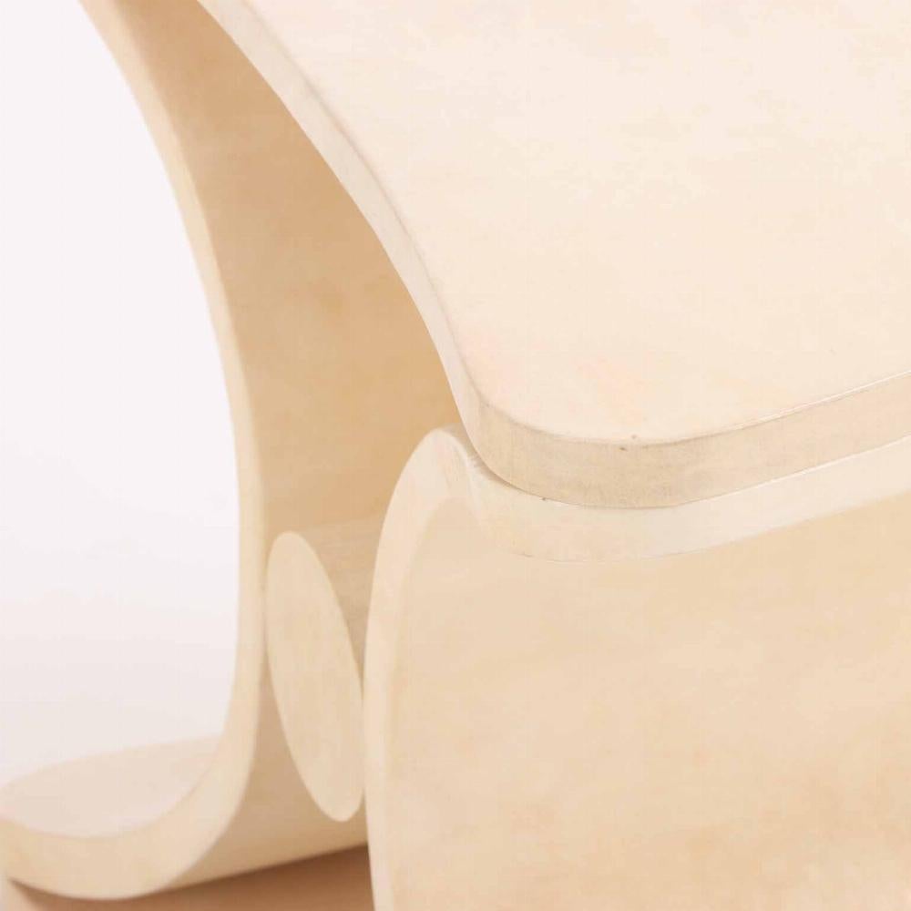 The well known Diablo Pergamino circular table design was created by Jean-Michel Frank about 1930-40. This early 21st century example is from a hotel in Buenos Aires.