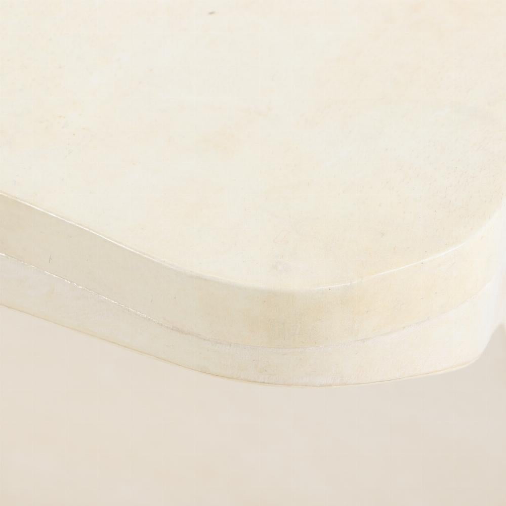 Mid-Century Modern Parchment covered stool or end table in the manner of Jean-Michel Frank.