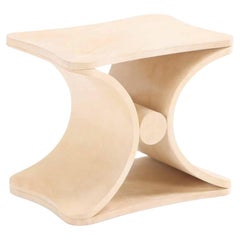 Parchment covered stool or end table in the manner of Jean-Michel Frank.