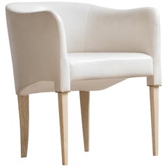 Parchment Dining Chair by Billy Cotton in Bleached Oak, Brass and White Leather
