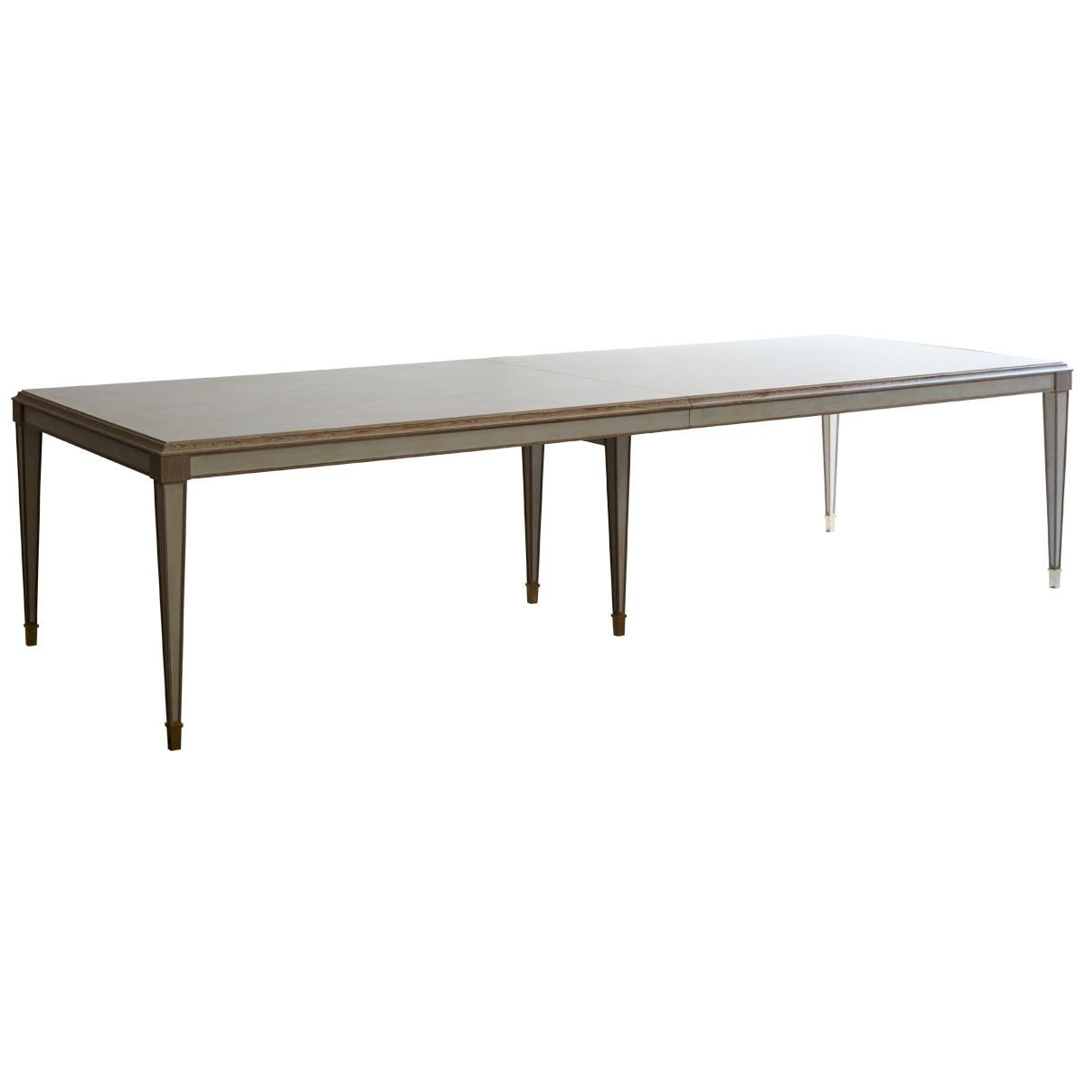 Parchment Dining Table by Billy Cotton in Bleached Oak, Parchment and Brass For Sale