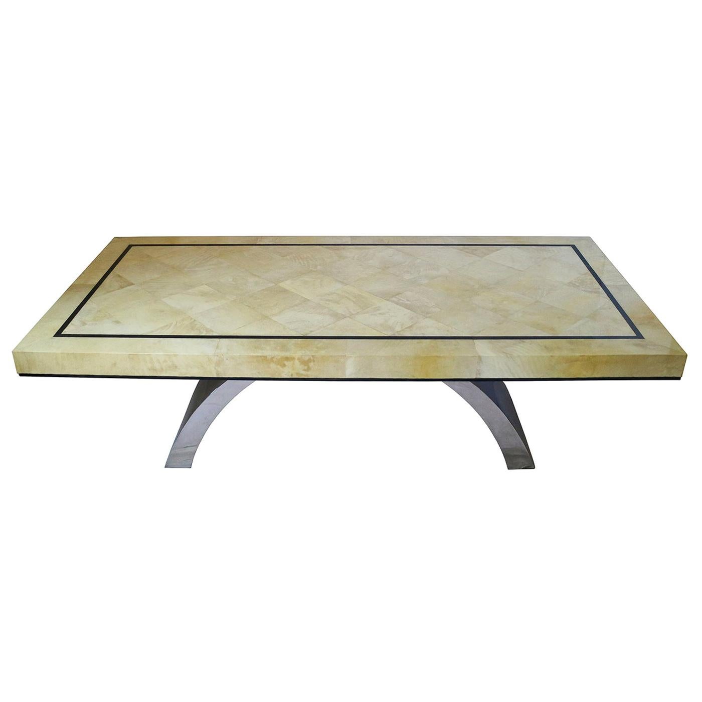 Goatskin Parchment Rectangular Dining Table at 1stDibs