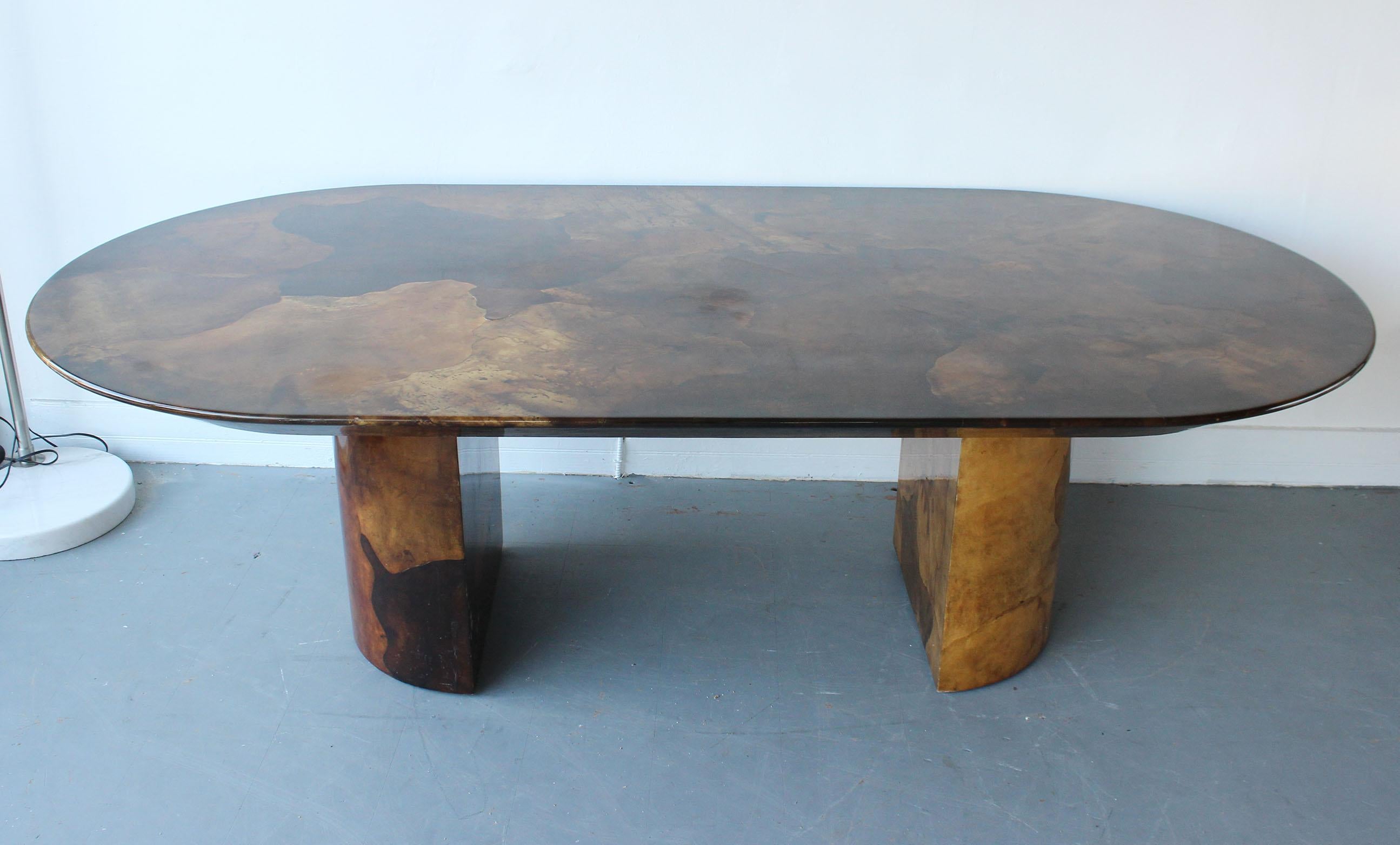 Mid-Century Modern Parchment Dining Table in the Manner of Karl Springer