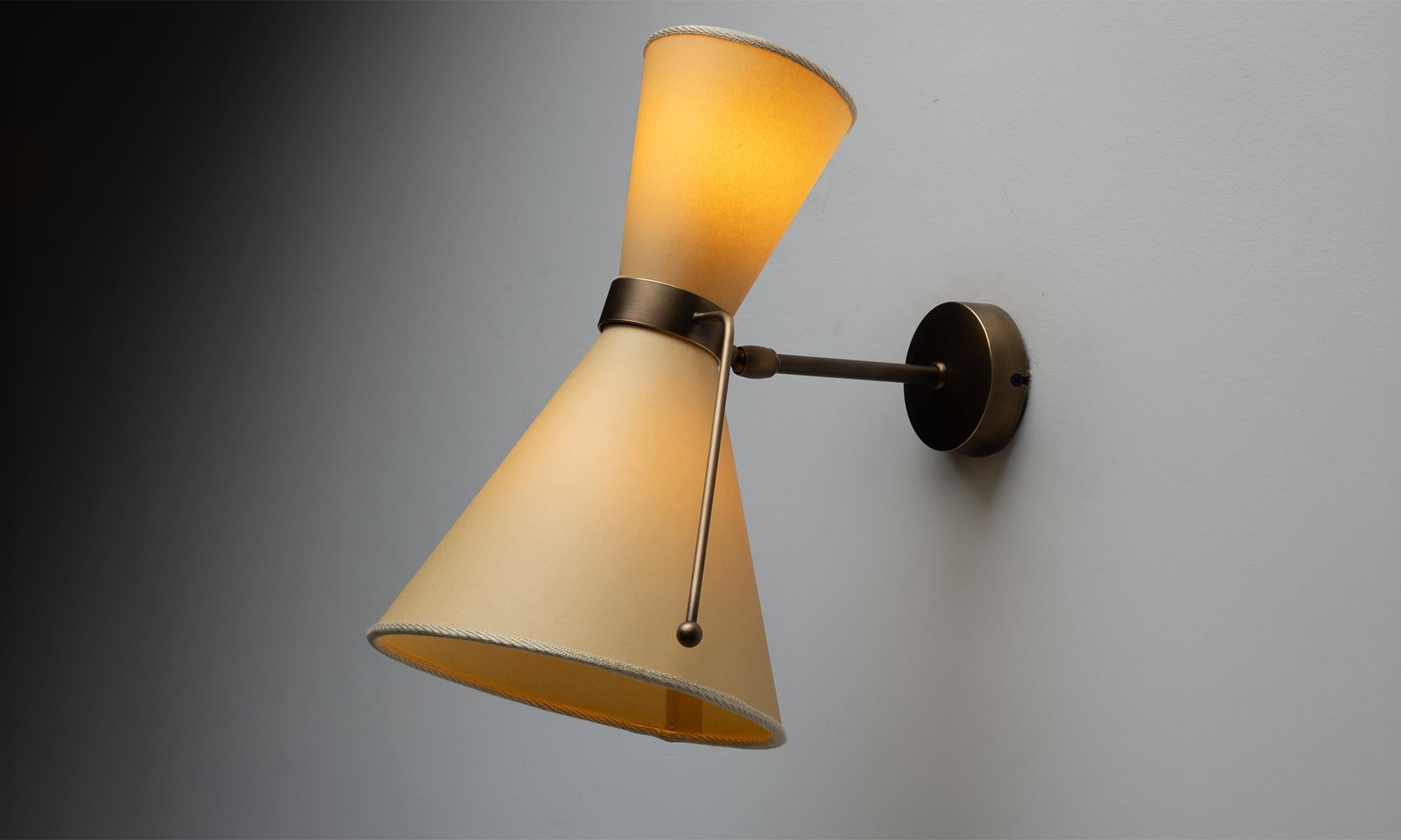 Patinated Parchment Directional Sconce, Made in Italy For Sale