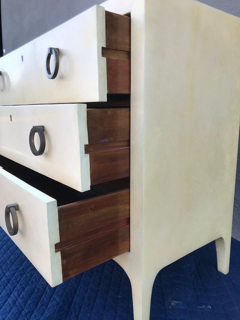 Parchment Dressers with Bronze Pulls at 1stDibs