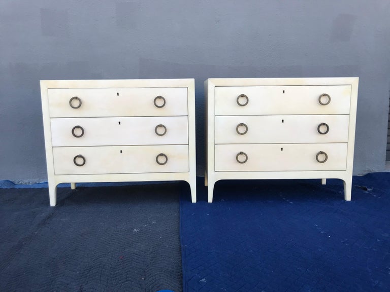 Parchment Dressers with Bronze Pulls at 1stDibs