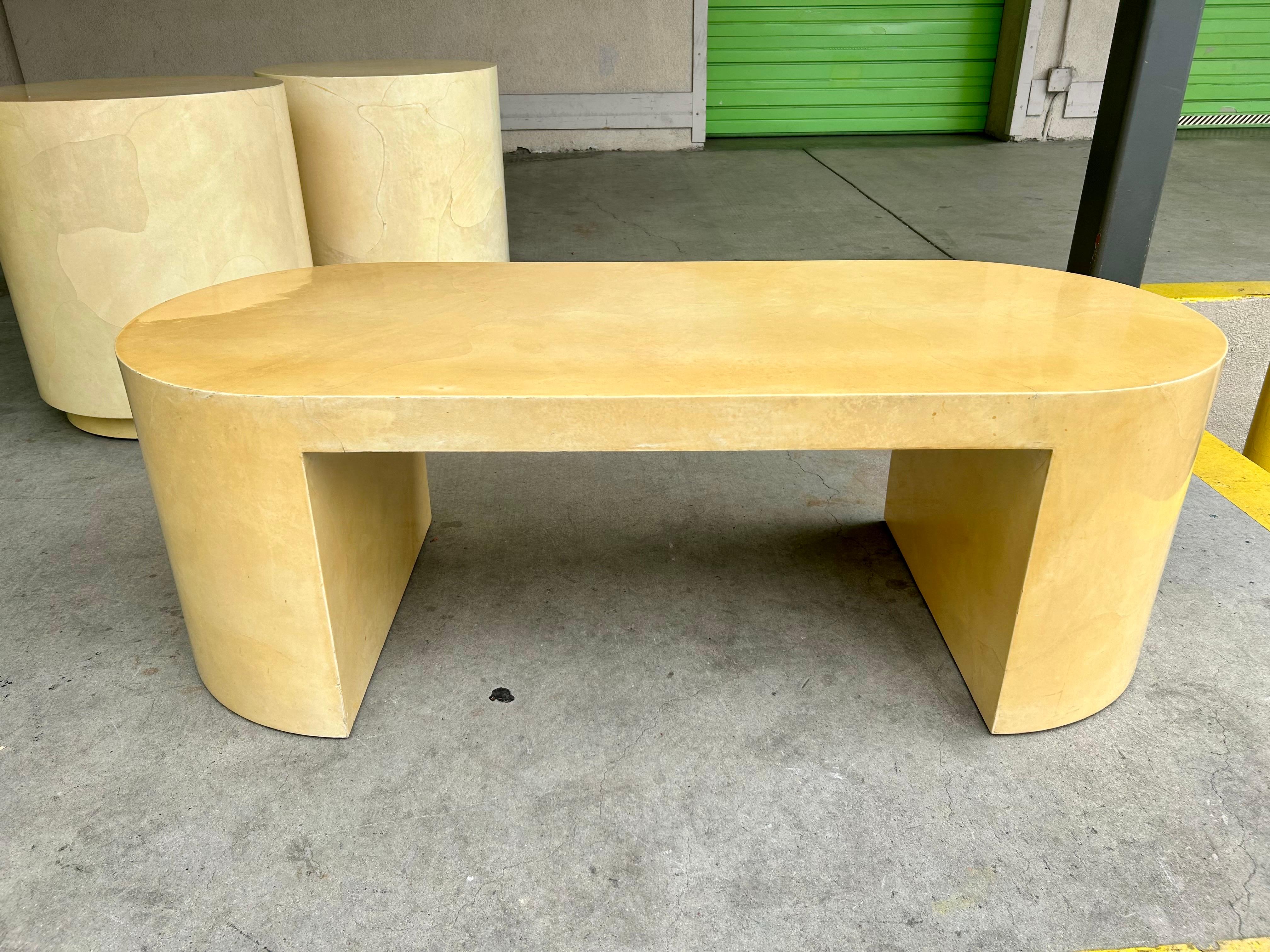 American Modern Parchment Tables Karl Springer LTD  For Sale