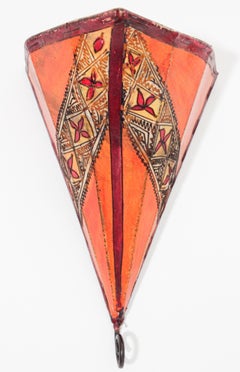 Moroccan Parchment Handpainted Folk Art Wall Sconce