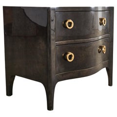 Parchment Goatskin Veneered Two Drawer Commode Chest