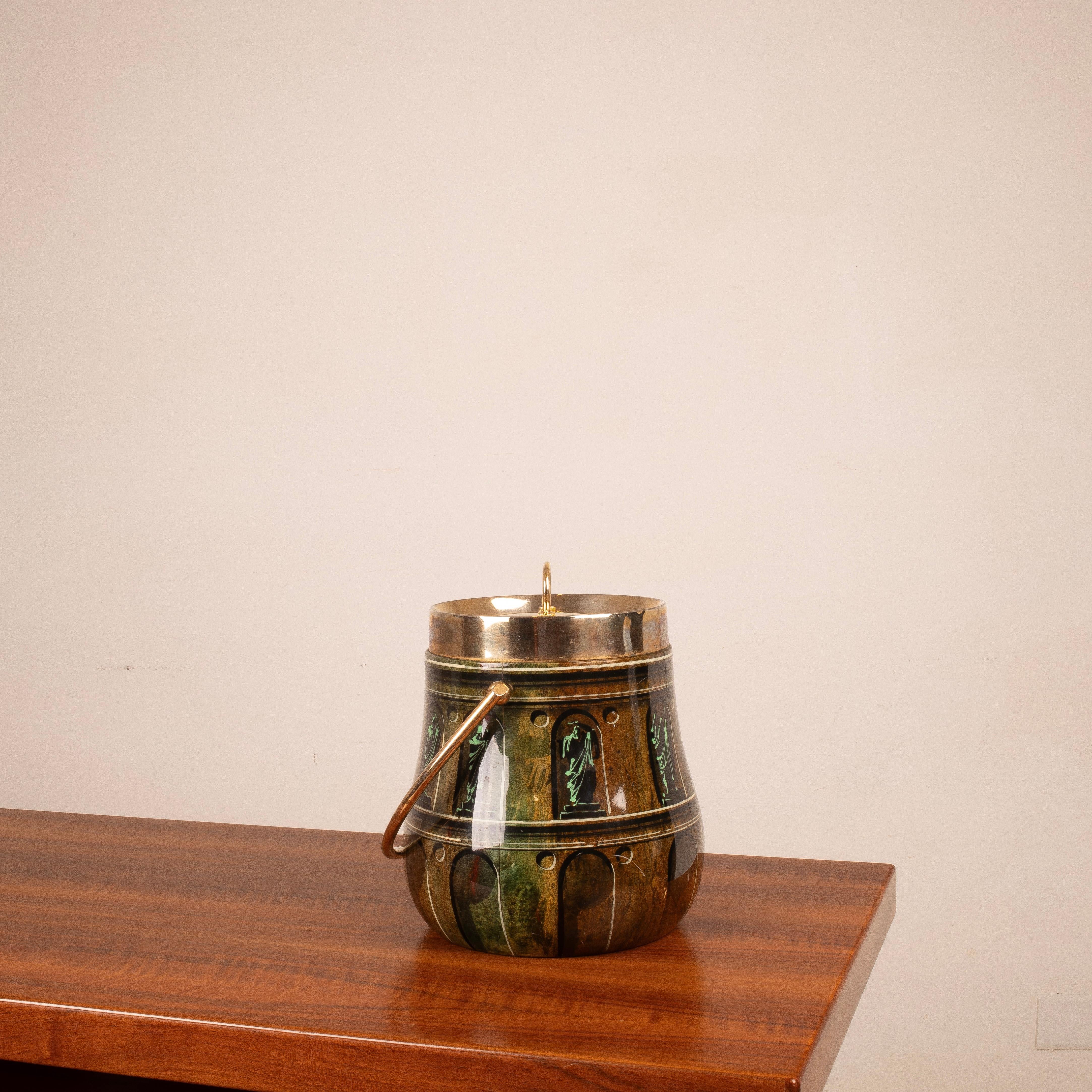 Termo cubitera de pergamino con decoraciones pintadas a mano por Aldo Tura, 1960 en venta 8