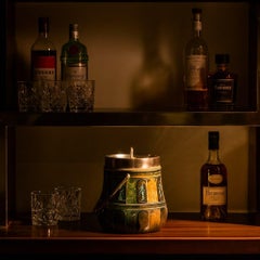 Thermos à seau à glace en parchemin avec décorations peintes à la main par Aldo Tura, 1960