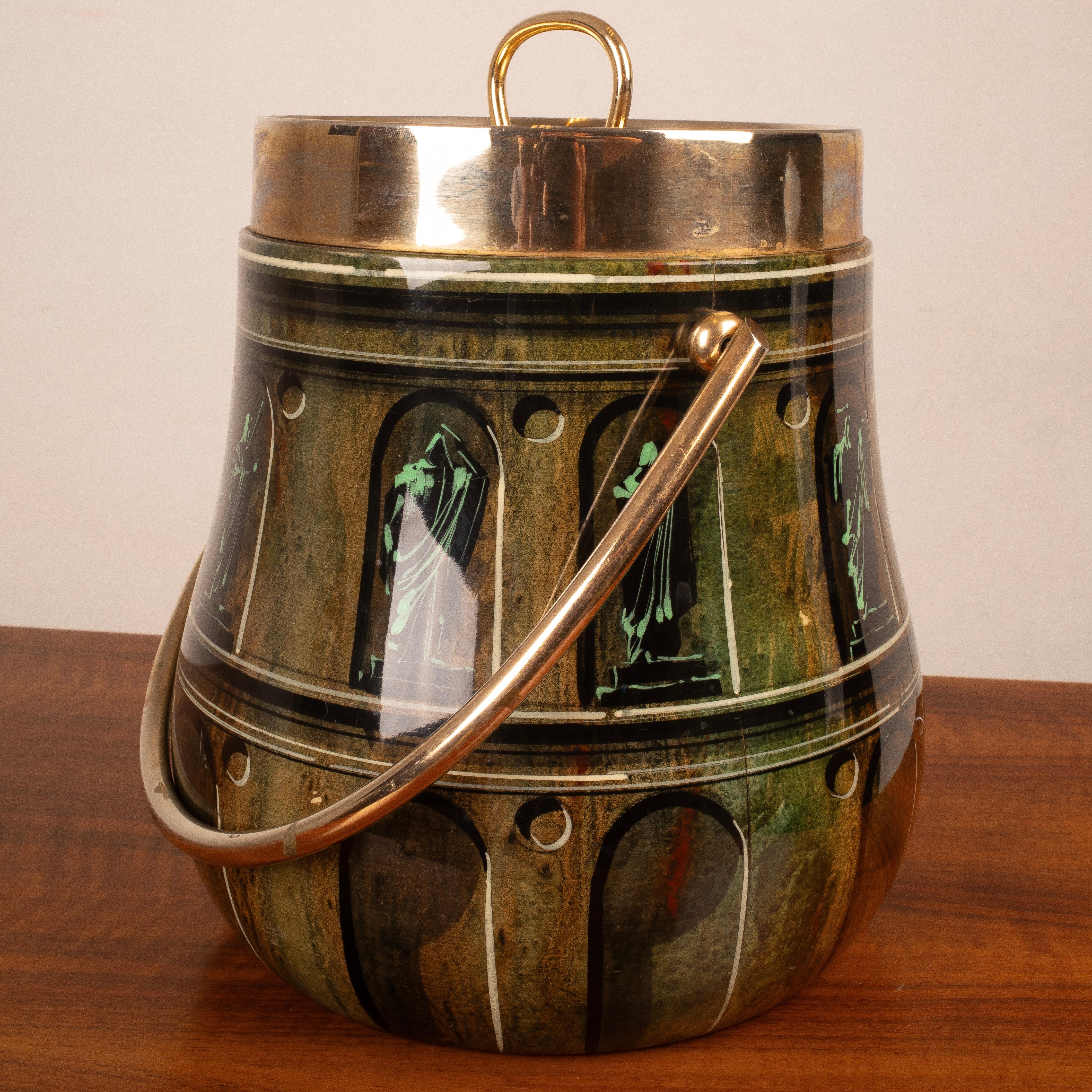 Termo cubitera de pergamino con decoraciones pintadas a mano por Aldo Tura, 1960 Mid-20th Century en venta