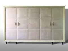 Parchment, Lacquer, Rosewood and Brass Details Italian Five Doors Wardrobe, 1930