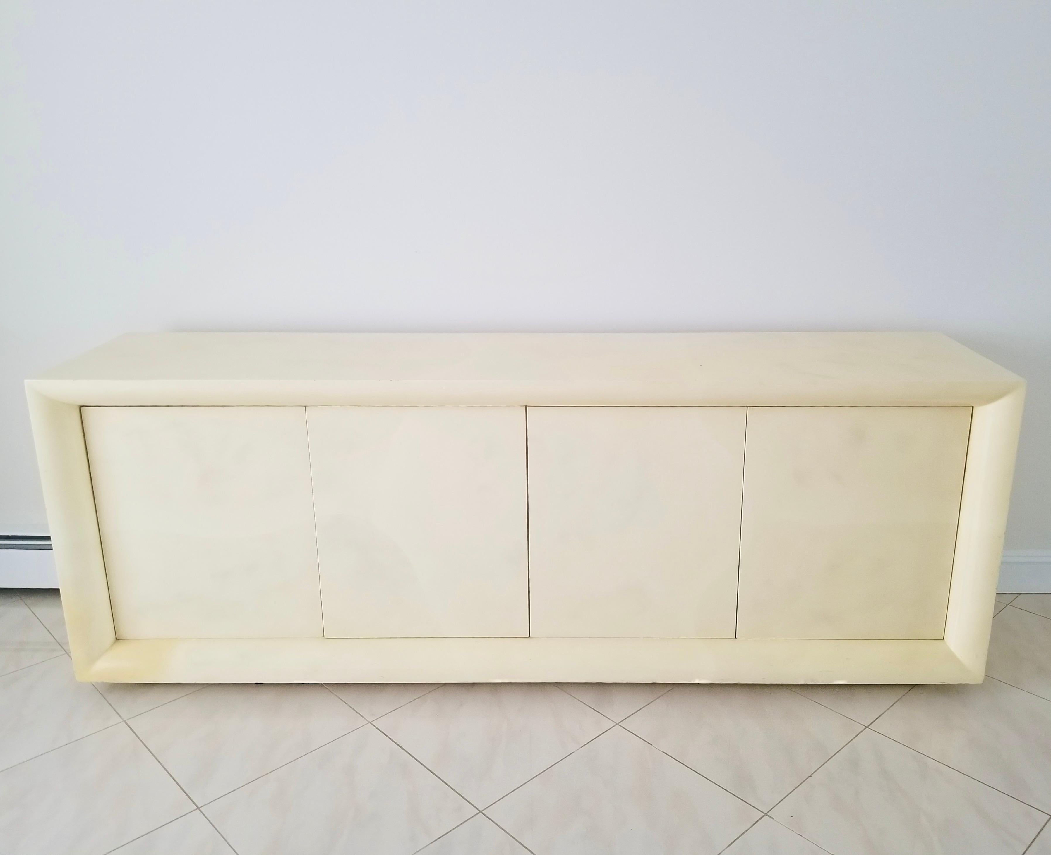 Parchment Lacquered Sideboard In Good Condition In Hanover, MA