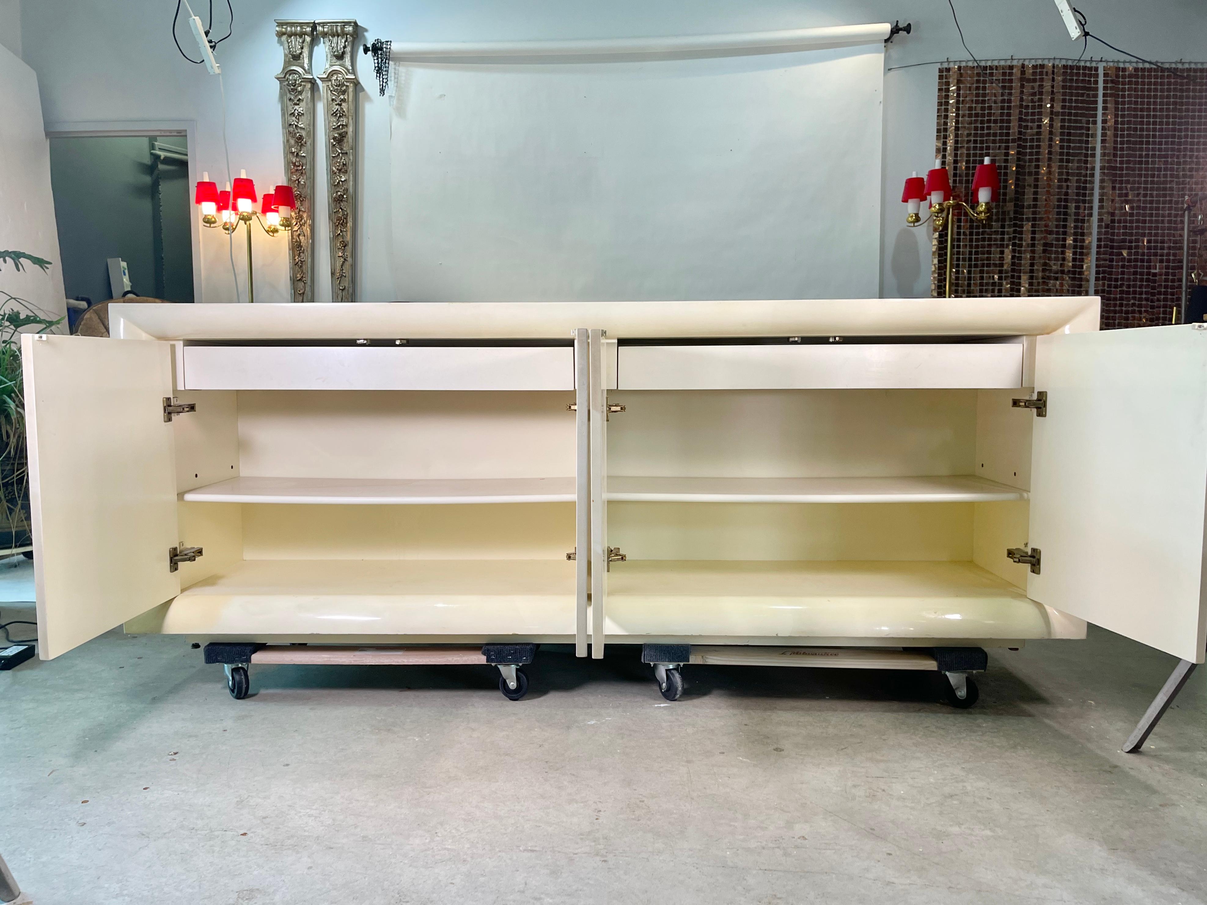 Late 20th Century Parchment Lacquered Sideboard