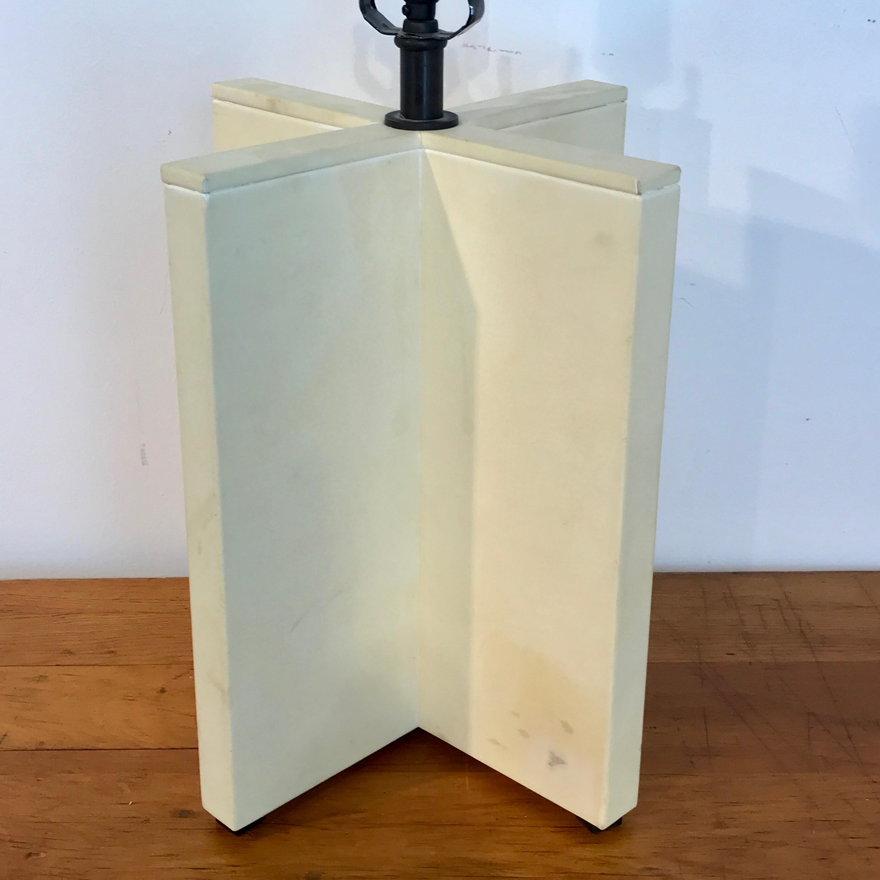 Parchment Leather Croisillon Lamps after Jean Michel Frank 7