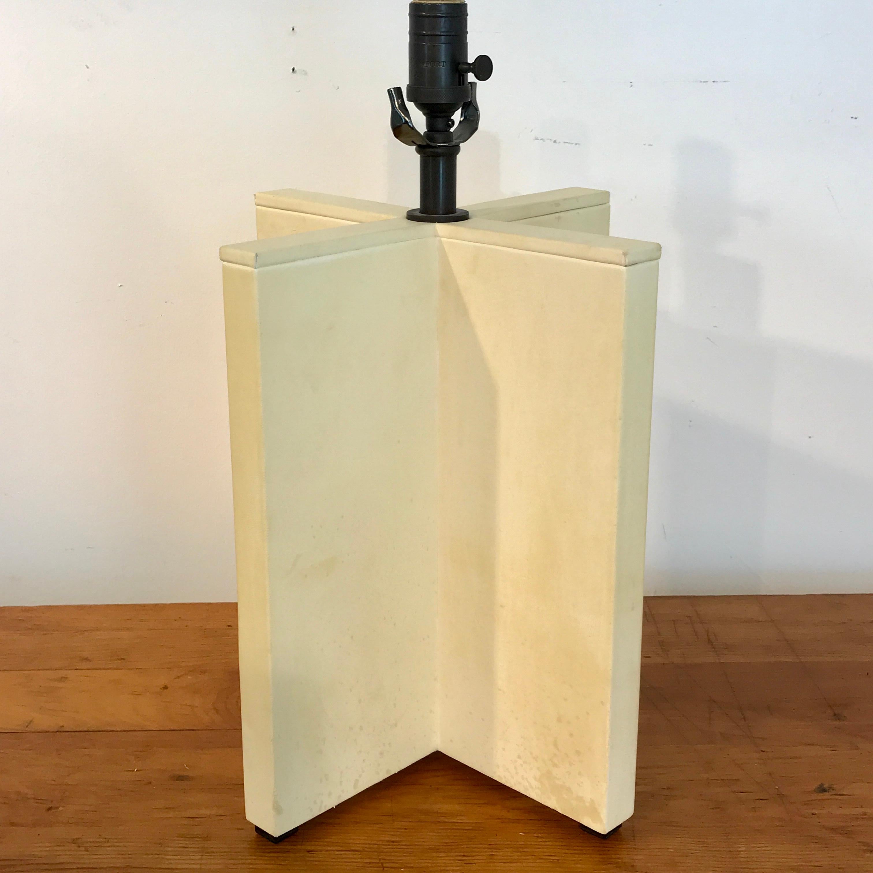 Modern Parchment Leather Croisillon Lamps after Jean Michel Frank