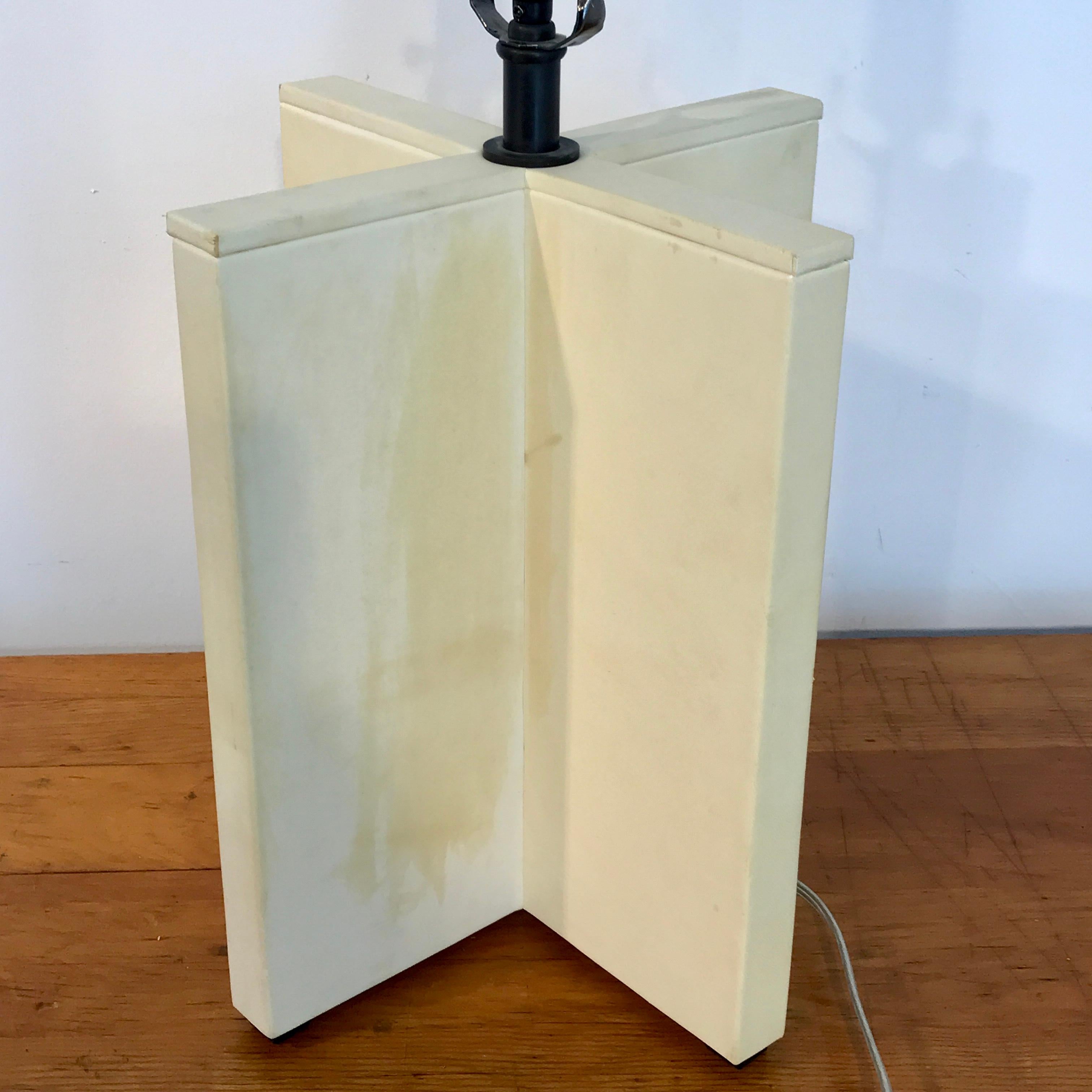 20th Century Parchment Leather Croisillon Lamps after Jean Michel Frank