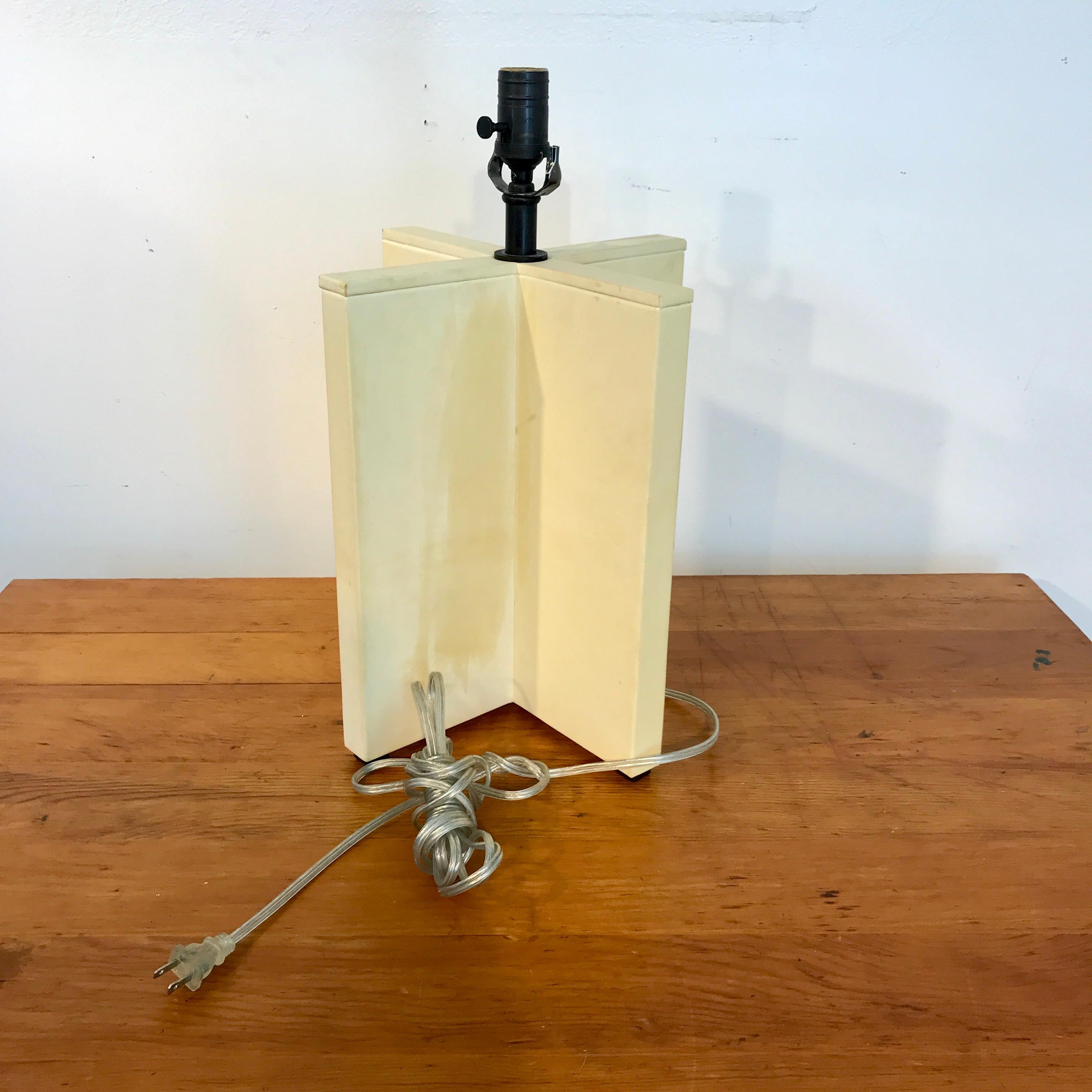 Metal Parchment Leather Croisillon Lamps after Jean Michel Frank