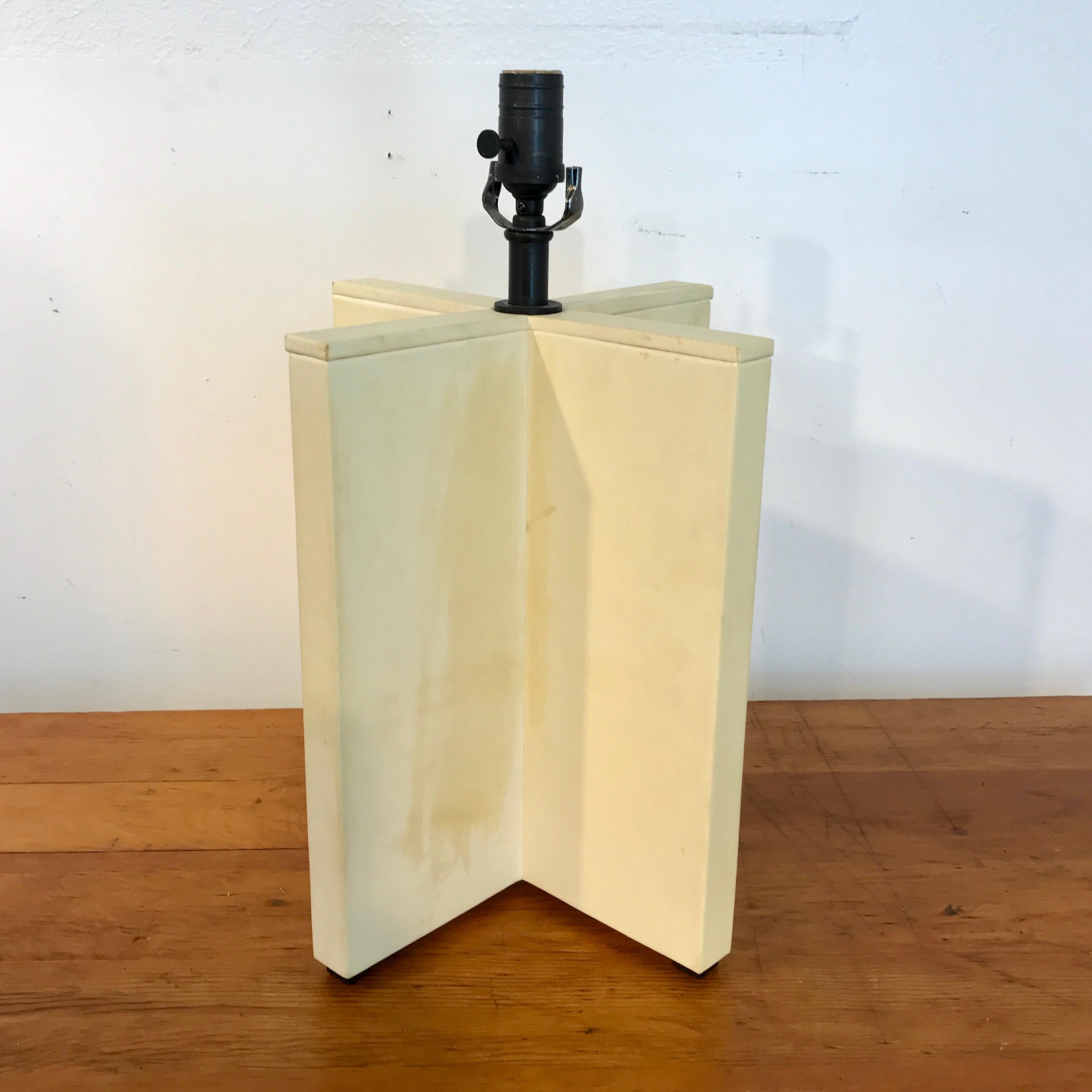Parchment Leather Croisillon Lamps after Jean Michel Frank 1
