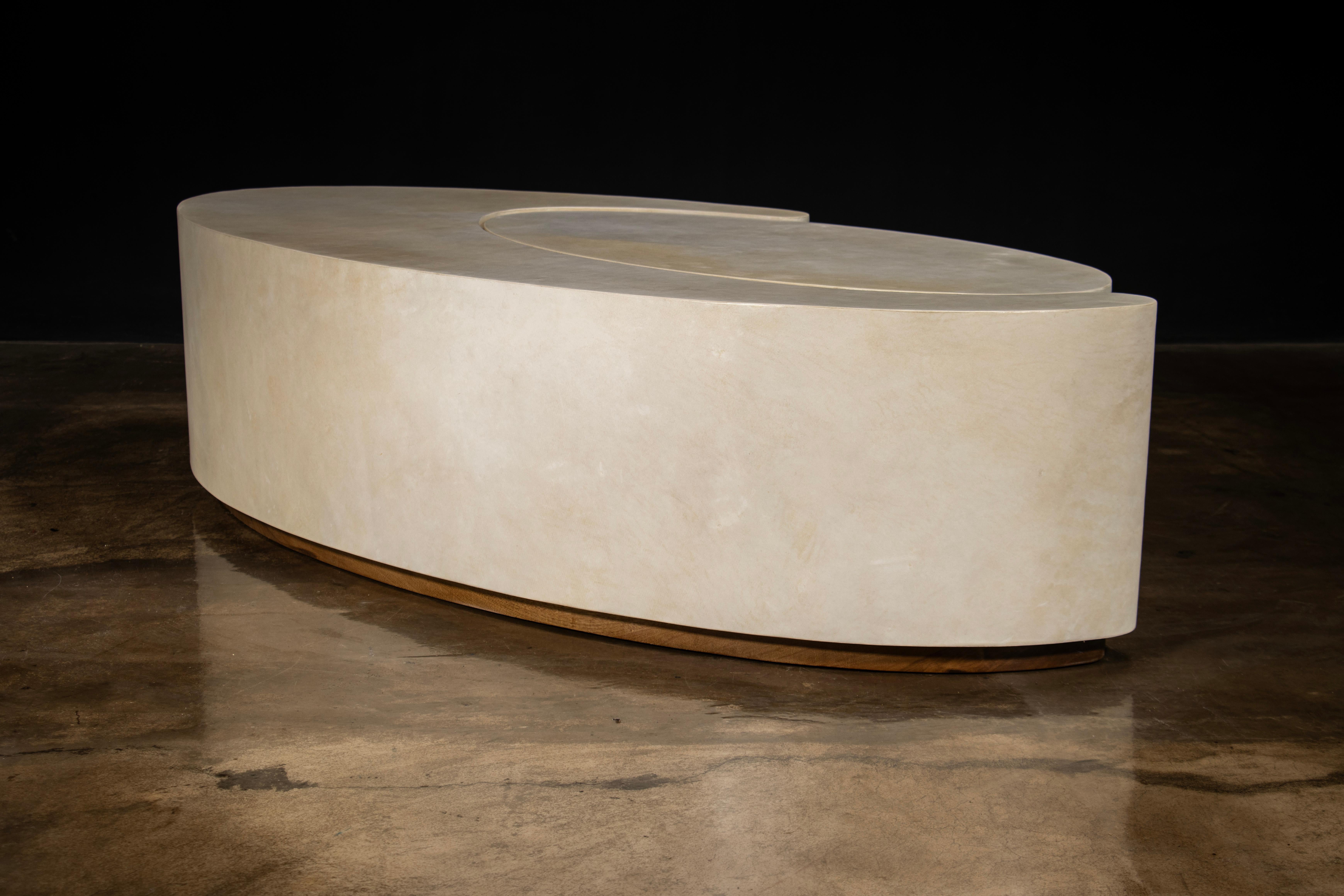 Parchment Modern Sculptural Nesting Coffee Tables x Costantini, Cadenza In Stock In New Condition For Sale In New York, NY