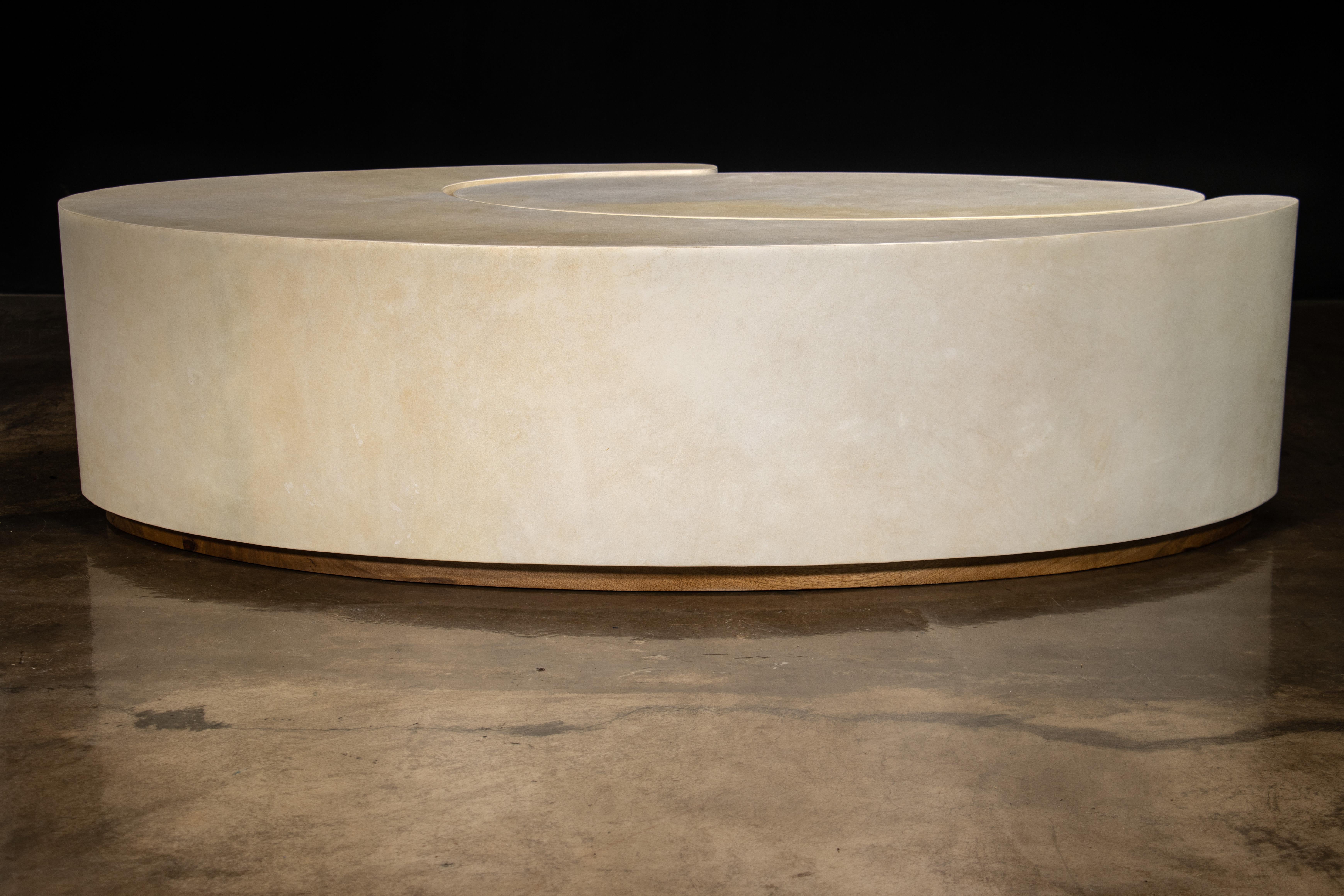 Parchment Modern Sculptural Nesting Coffee Tables x Costantini, Cadenza In Stock For Sale 1