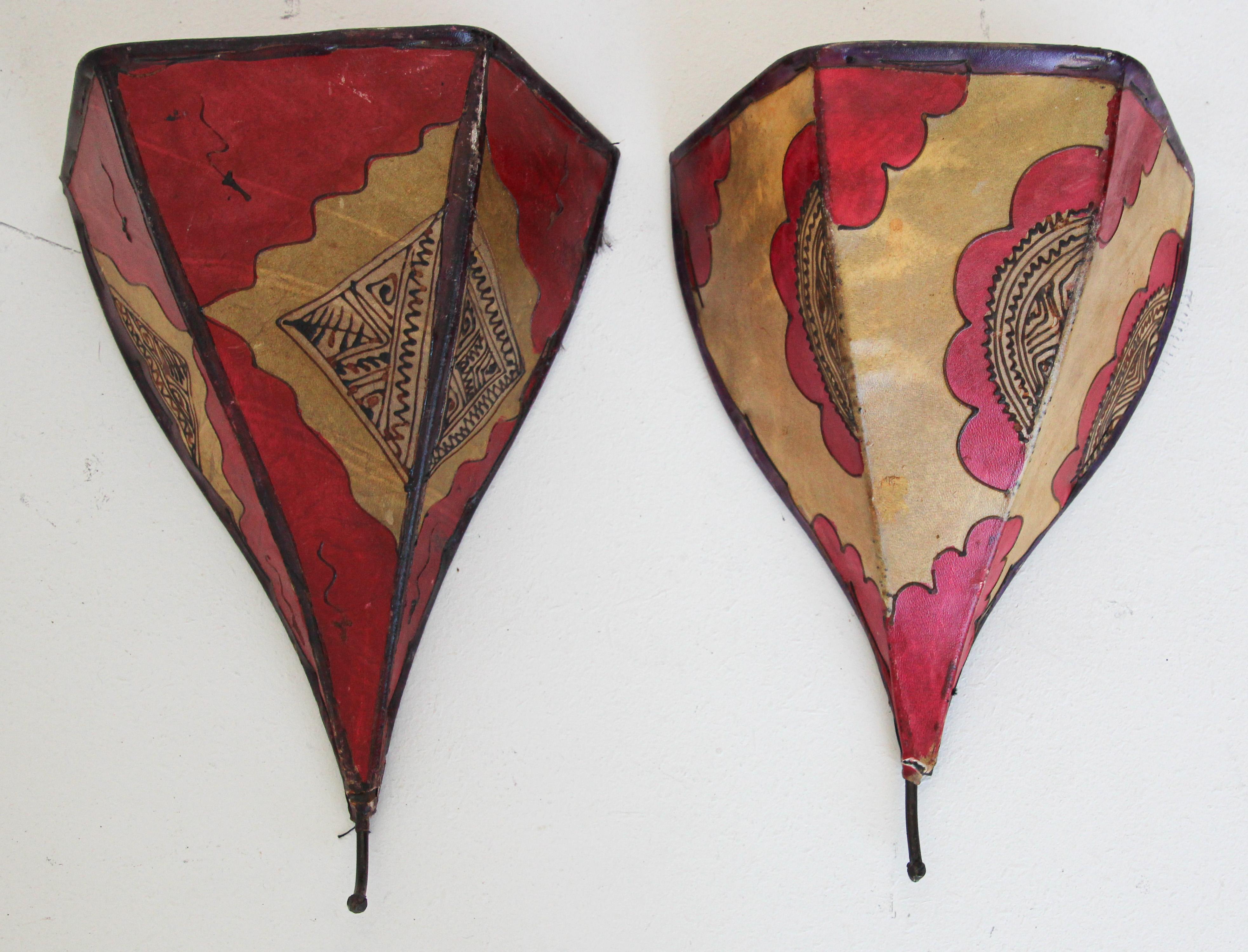 20th Century Parchment Moroccan African Art Wall Curved Sconce