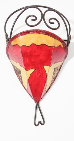 Vintage Parchment Moroccan African Tribal Art Wall Sconce