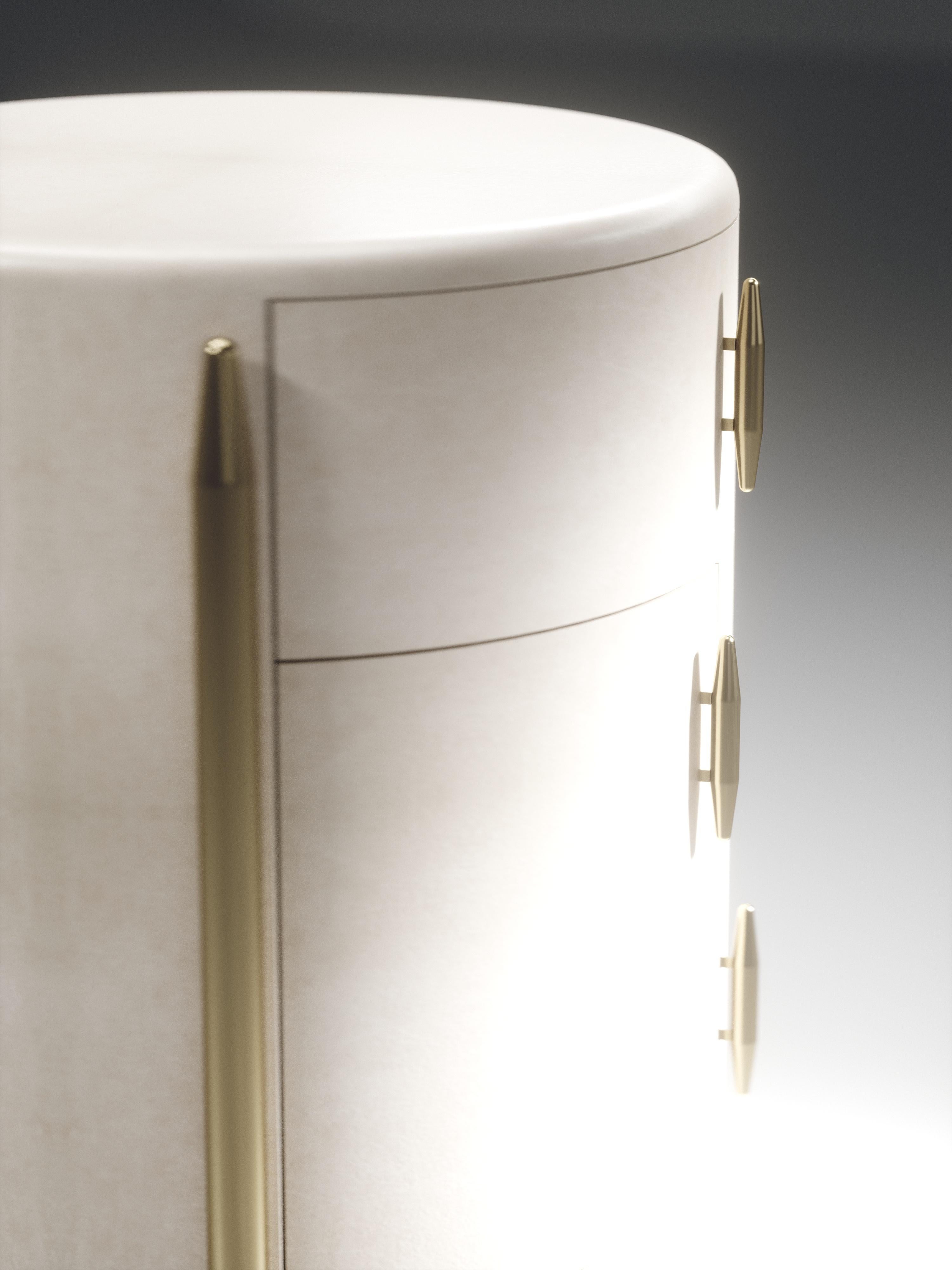 Philippine Parchment Night Stand with Brass Accents by Kifu Paris For Sale