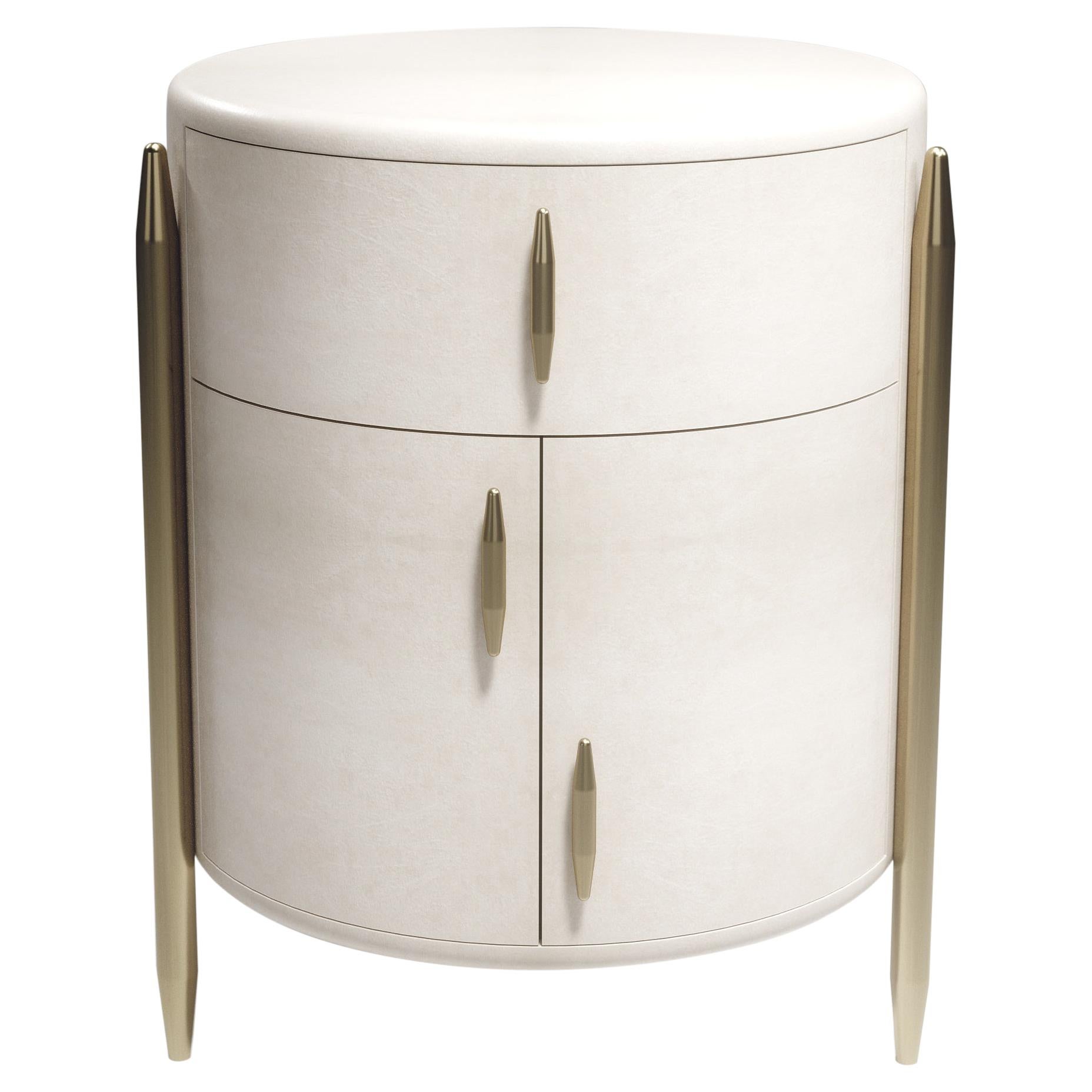 Parchment Night Stand with Brass Accents by Kifu Paris