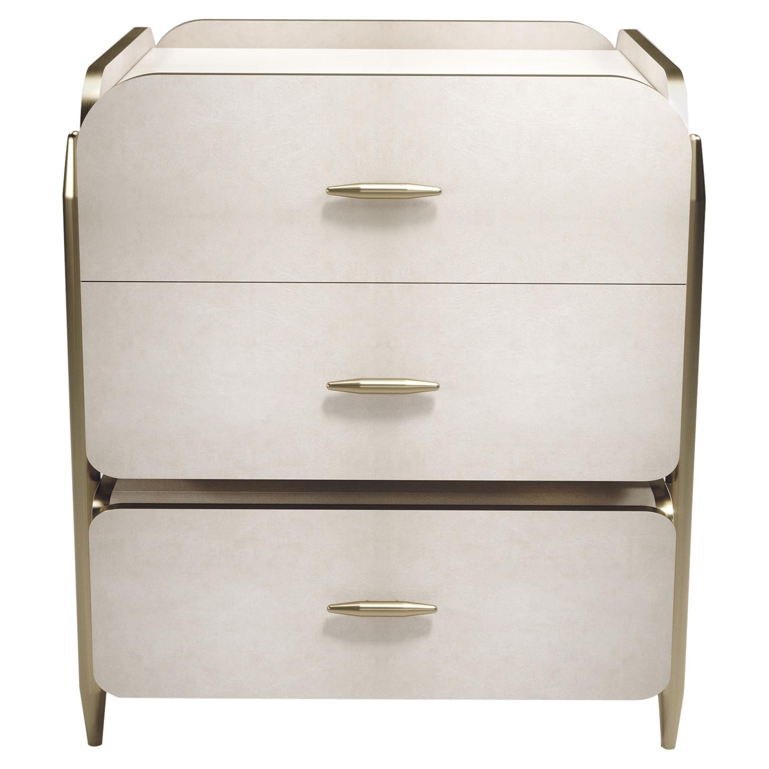 Parchment Night Stand with Brass Accents by Kifu Paris