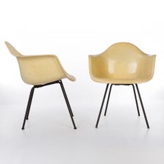 Parchment Pair (2) 1st Generation Zenith Eames DAX Dining Arm Shell Chair