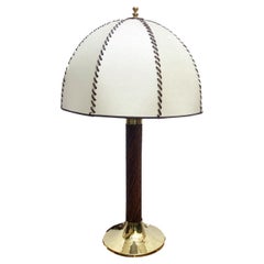 Parchment, Rattan and Brass Table Lamp, Italy, 1970