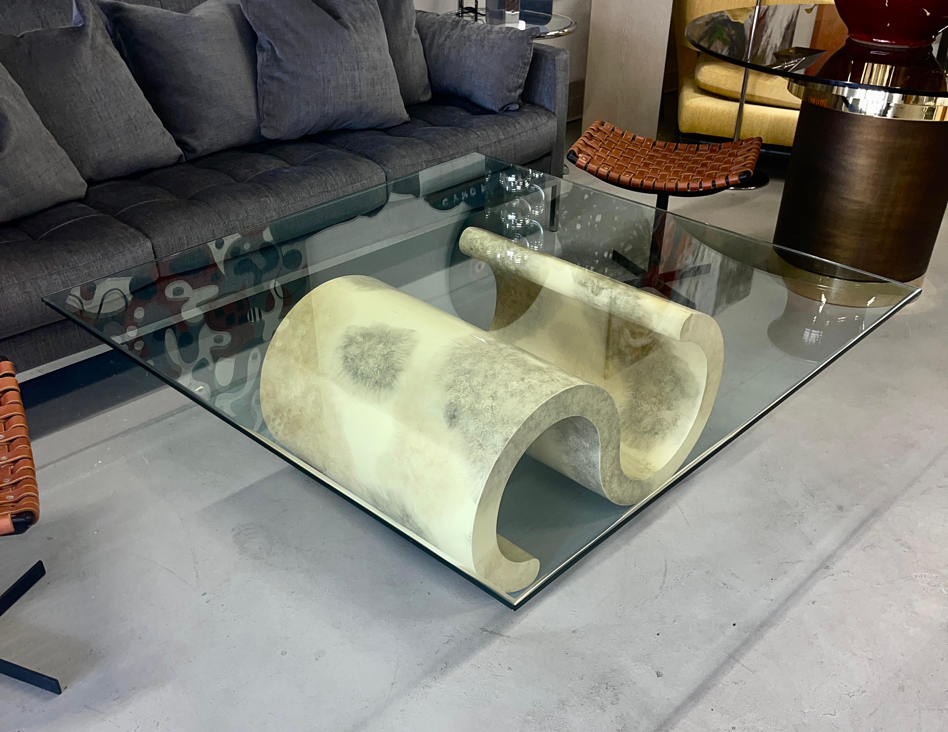 American Faux Parchment Scroll Coffee Table