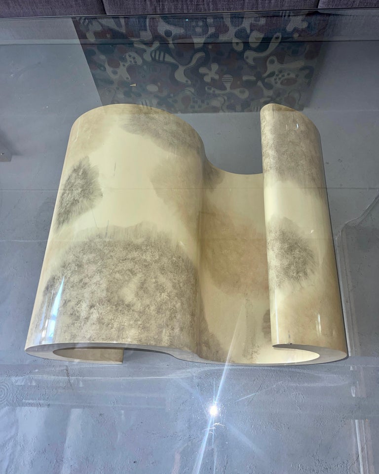 Faux Parchment Scroll Coffee Table For Sale at 1stDibs