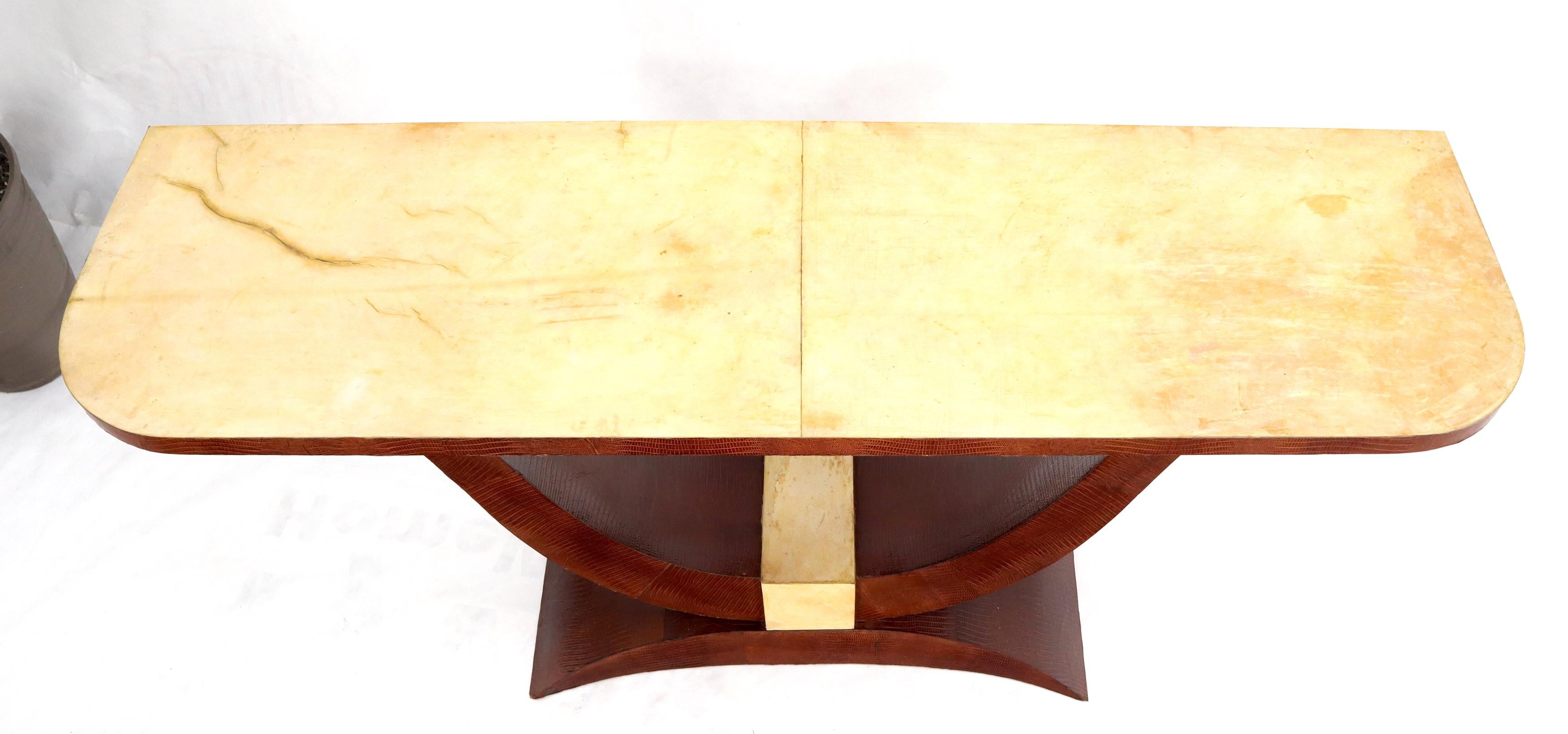 Unknown Parchment & Skin Snake Wrapped Console Sofa Table For Sale