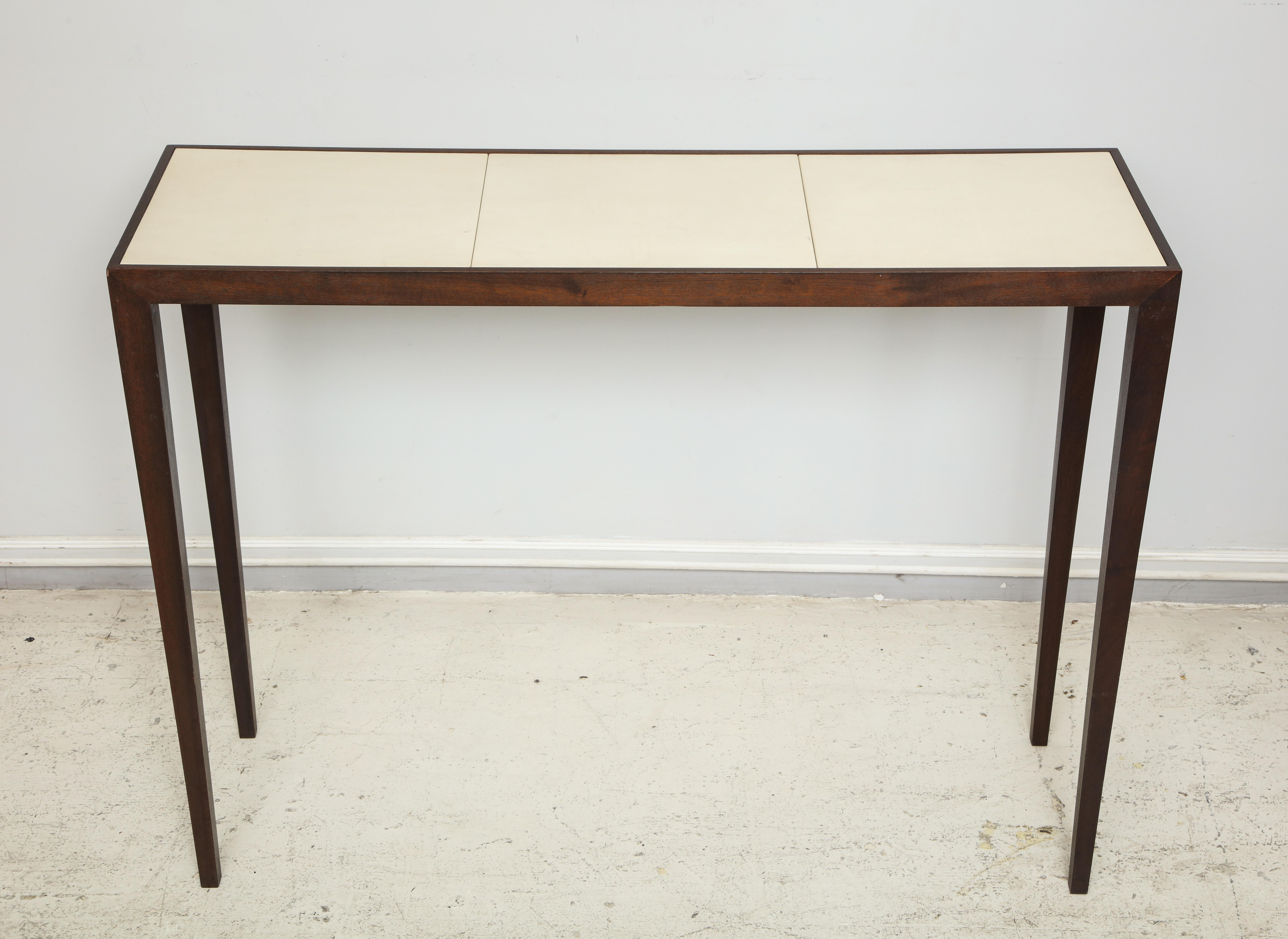 Modern Custom Mahogany and Parchment Console in the Jean-Michel Frank Manner For Sale