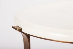 Arch Round Side Table in Flaxen Bronze and Chablis Parchment by Elan Atelier