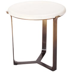 Arch Round Side Table in Flaxen Bronze and Chablis Parchment by Elan Atelier