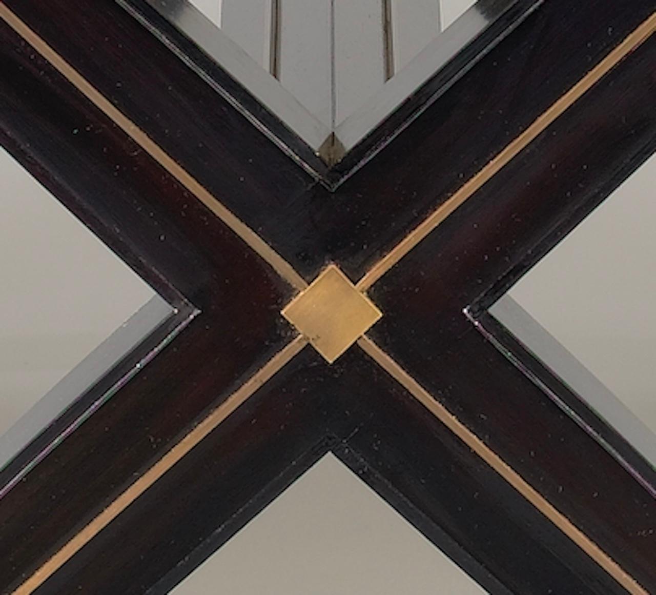 American Parchment Topped Desk or Dining Table on Black Lacquered X-Formed Base For Sale