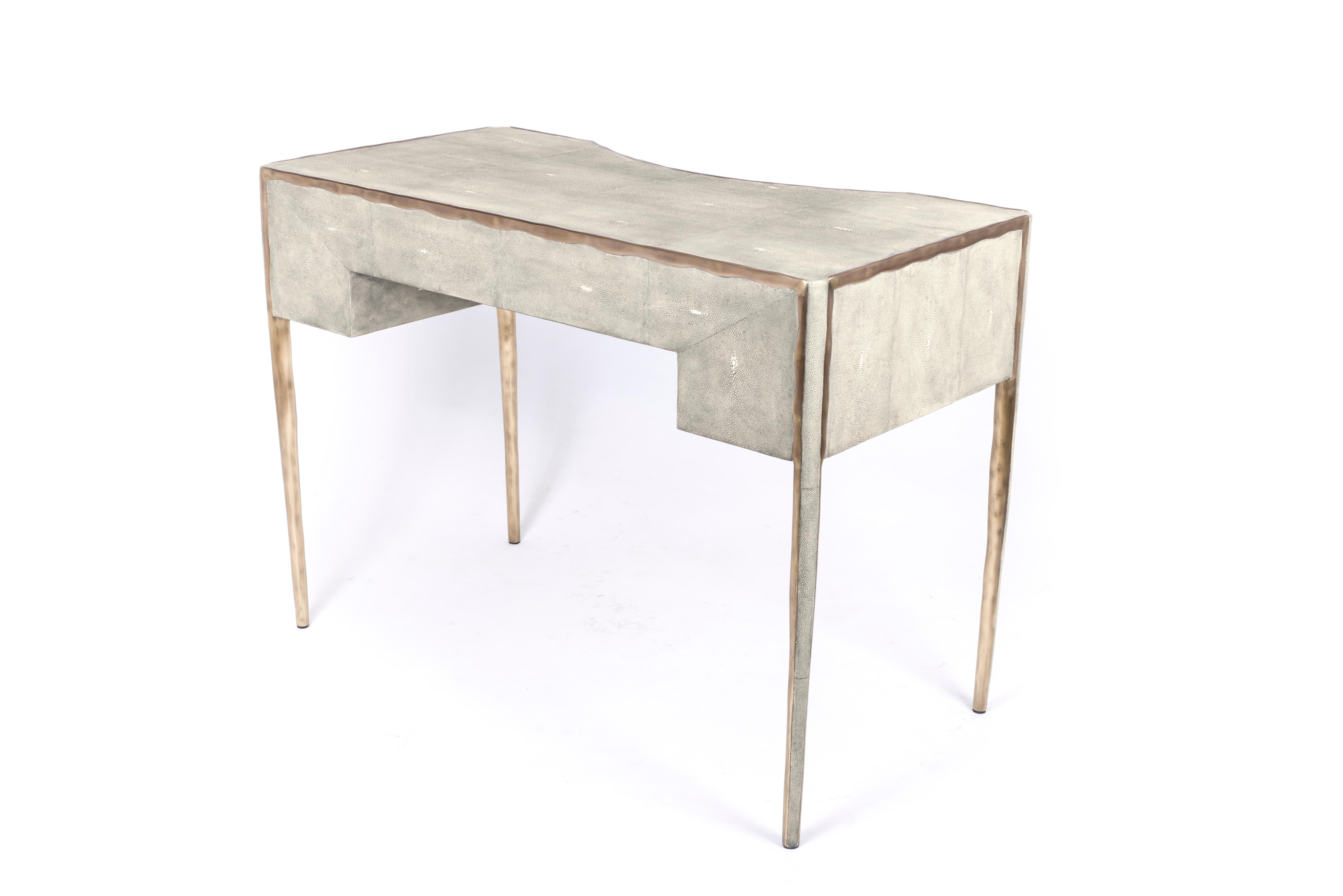 Hand-Crafted Mother of Pearl Vanity with Bronze-Patina Brass Details by R & Y Augousti