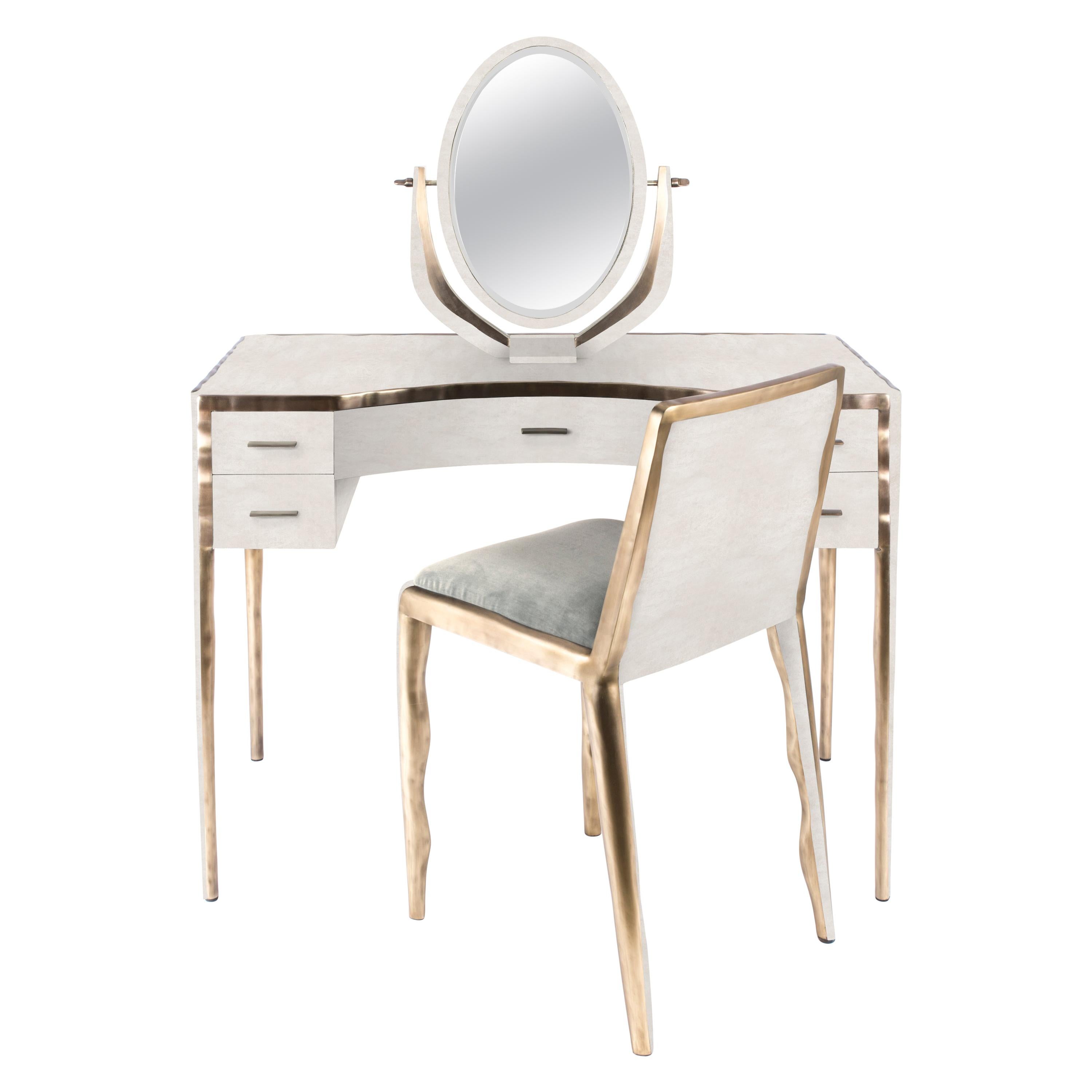 Contemporary Mother of Pearl Vanity with Bronze-Patina Brass Details by R & Y Augousti