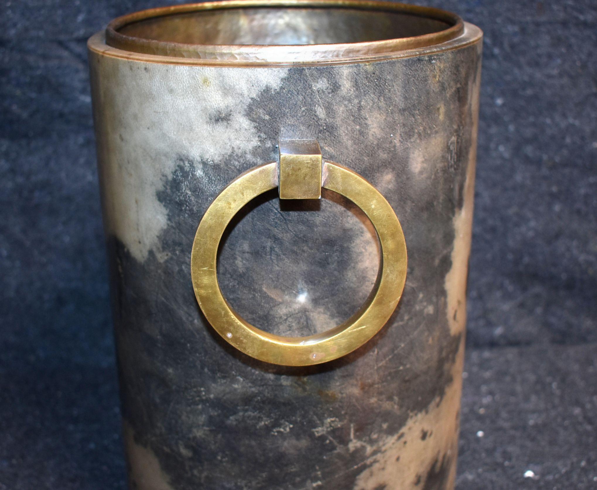 North American Parchment Waste Basket with Brass Rings